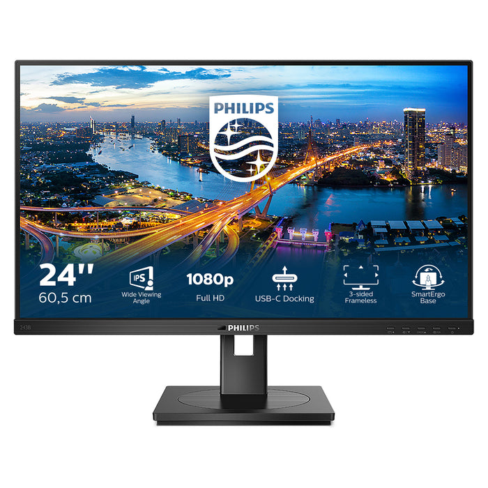Philips B Line 243B1/00 computer monitor 60.5 cm (23.8") 1920 x 1080 pixels Full HD LED Black