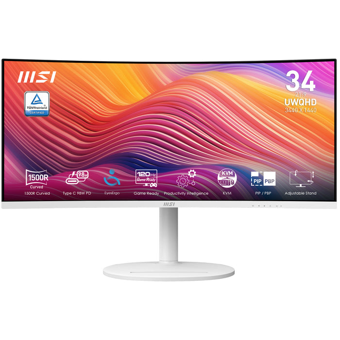 MSI Modern MD342CQPWDE computer monitor 86.4 cm (34") 3440 x 1440 pixels UltraWide Quad HD LCD White